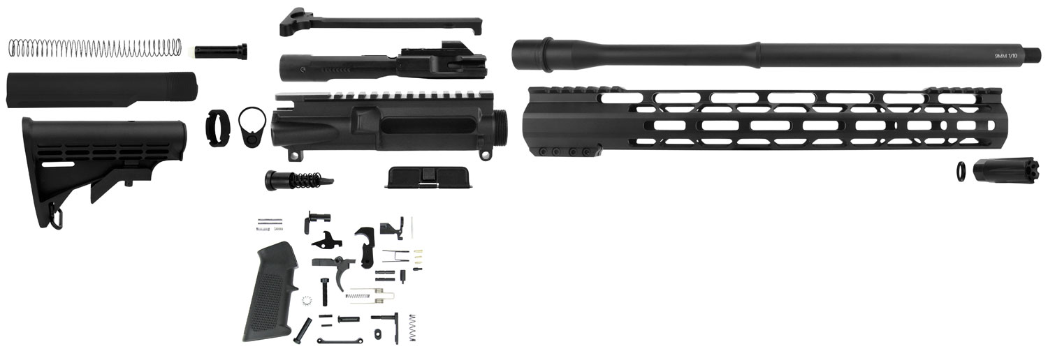 TacFire SSRK9MM16LPK AR Build Kit Sports South Exclusive 9mm Luger AR-15 Black Nitride Steel 1/2″x36