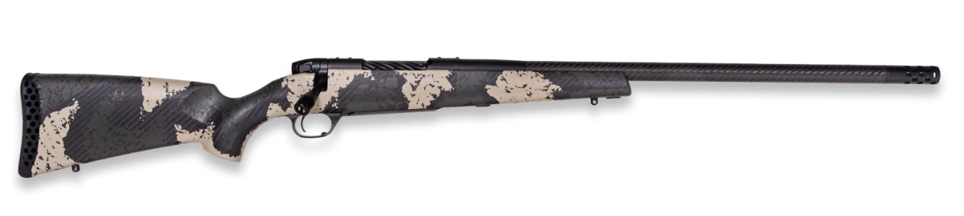 Weatherby MGS01N300PR4B Mark V Backcountry Guide 300 PRC 3+1 22″ Carbon Fiber Fluted Threaded Barrel, Black Cerakote Steel Drilled & Tapped Receiver, Black w/Olive Green & Backpack Accents Fixed Peak