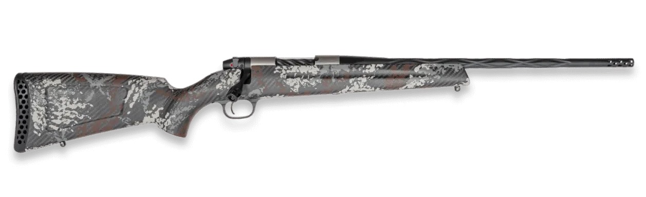 Weatherby MBP01N270NR3B Mark V Capra 270 Win 2+1 21″ Graphite Black Cerakote Fluted Threaded Barrel Titanium Receiver Drilled & Tapped Receiver Exposed Carbon w/Gray, White & Rust Sponge Accents Fixed