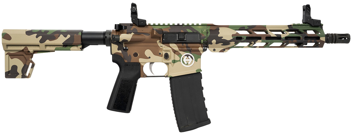 Hi-Point HP15P-300BLKM81 HP 15P 300 Blackout 30+1 10.50″ Black Threaded Barrel, M81 Woodland Camo Aluminum Receiver w/Picatinny Rail, M-LOK Handguard, Blade Polymer Brace, B5 P Type 23 Grip