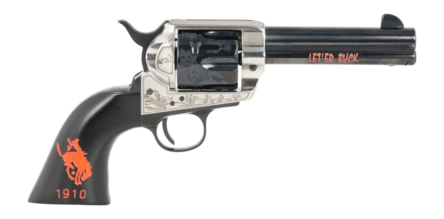 Pietta PFI45PR434BP 1873 Great Western II Pendleton Round?Up 45 Colt (Long Colt) 4.75″ Blued Engraved Barrel & Cylinder, Ultra Black Engraved Grip, Exposed Hammer