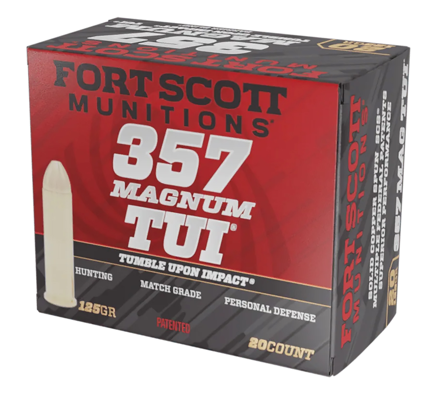 Fort Scott Munitions 357MAG125SCV Tumble Upon Impact (TUI) 357Mag 125gr Solid Copper Spun 20 Per Box/25 Case