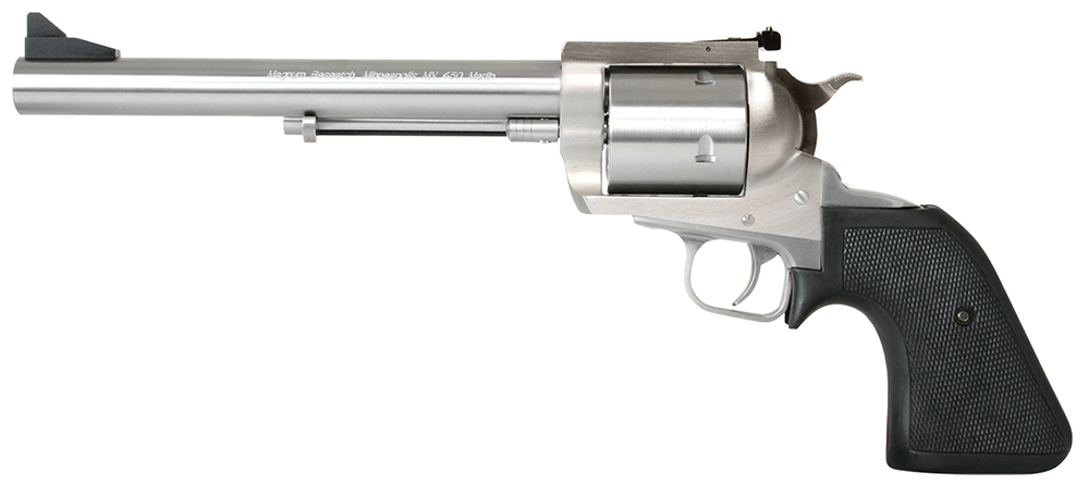 Magnum Research BFR45707 BFR Long Cylinder Large Frame 45-70 Gov 5 Shot, 7.50″ Brushed Stainless Steel Barrel, Cylinder & Frame, Black Hogue Rubber Grip, Exposed Hammer