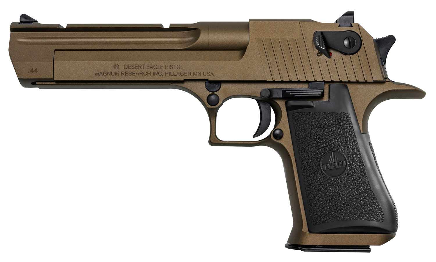 Magnum Research DE44CABB Desert Eagle Mark XIX *CA Compliant 44 Rem Mag 6″ 8+1 Burnt Bronze Cerakote Carbon Steel Frame & Slide Black Rubber Grip