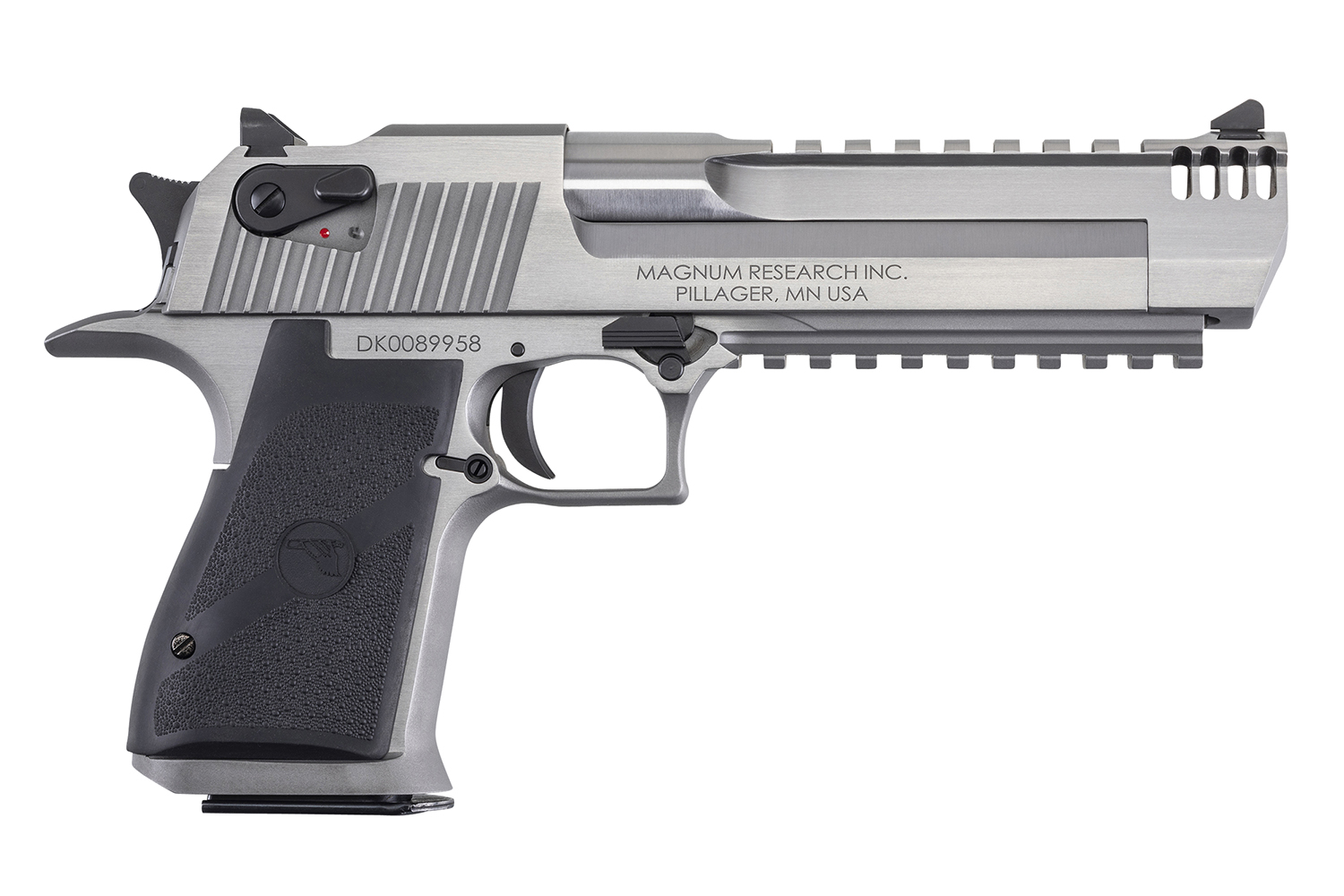 Magnum Research DE44SRMB Desert Eagle Mark XIX 44 Rem Mag 6″ with Muzzle Brake 7+1 Overall Stainless Steel Black Polymer Grip