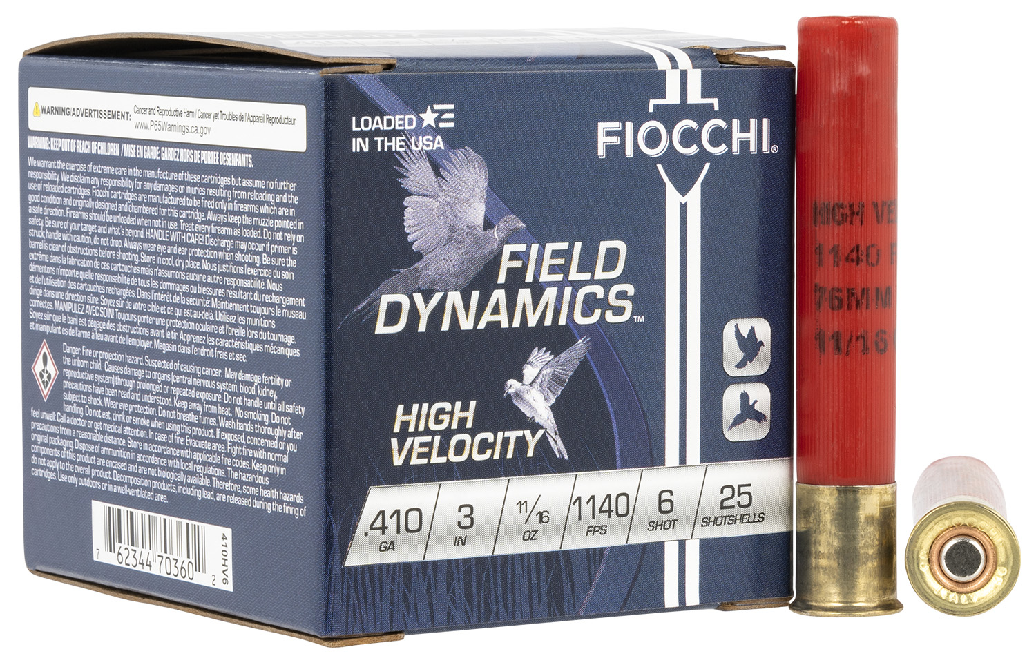 Fiocchi 410HV6 Field Dynamics High Velocity 410Gauge 3″ 11/16oz 6Shot 25 Per Box/10 Case