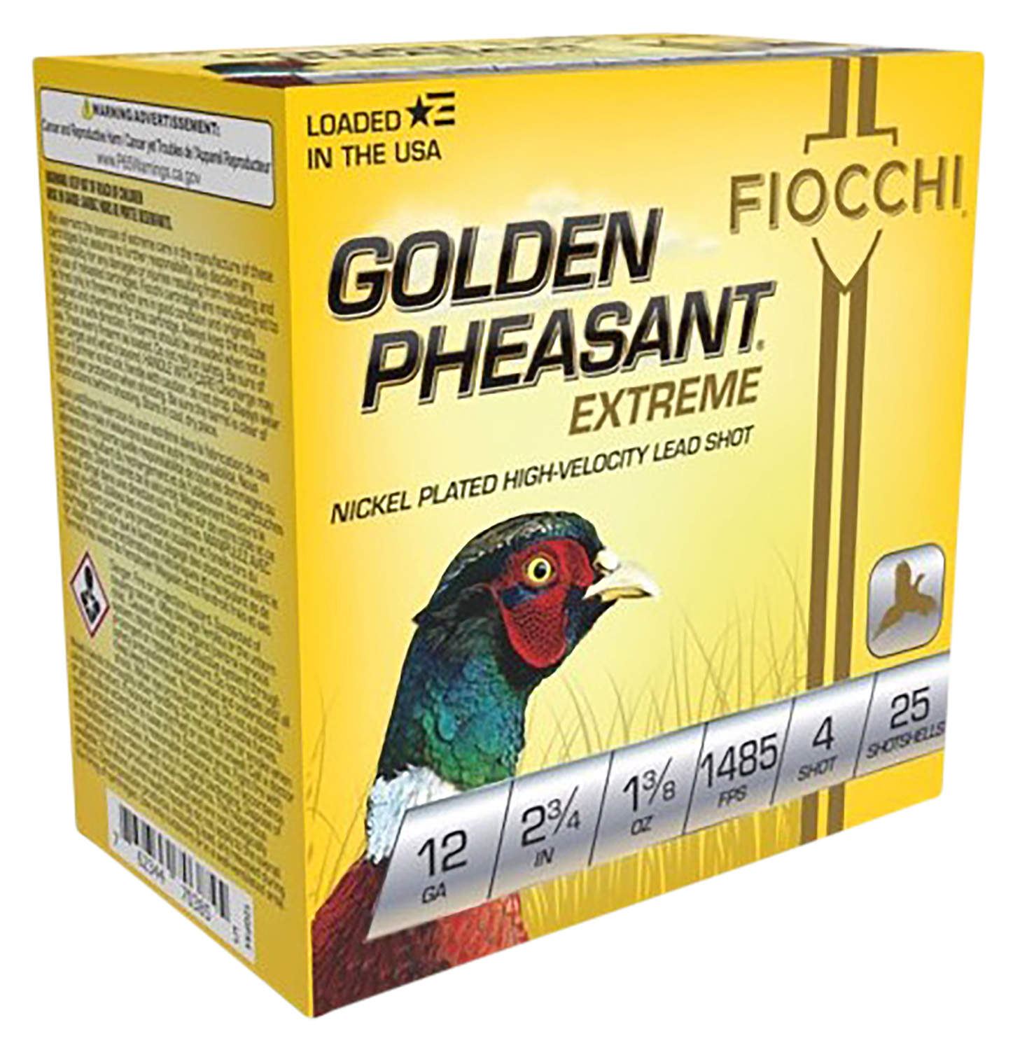 Fiocchi 12GPX4 Golden Pheasant Extrema 12Gauge 2.75″ 1 3/8oz 4Shot 25 Per Box/10 Case