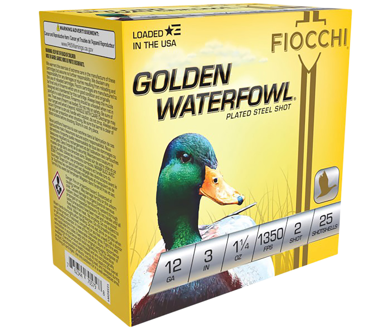 Fiocchi 123SGW2 Golden Waterfowl 12Gauge 3″ 1 1/4oz 2Shot 25 Per Box/10 Case