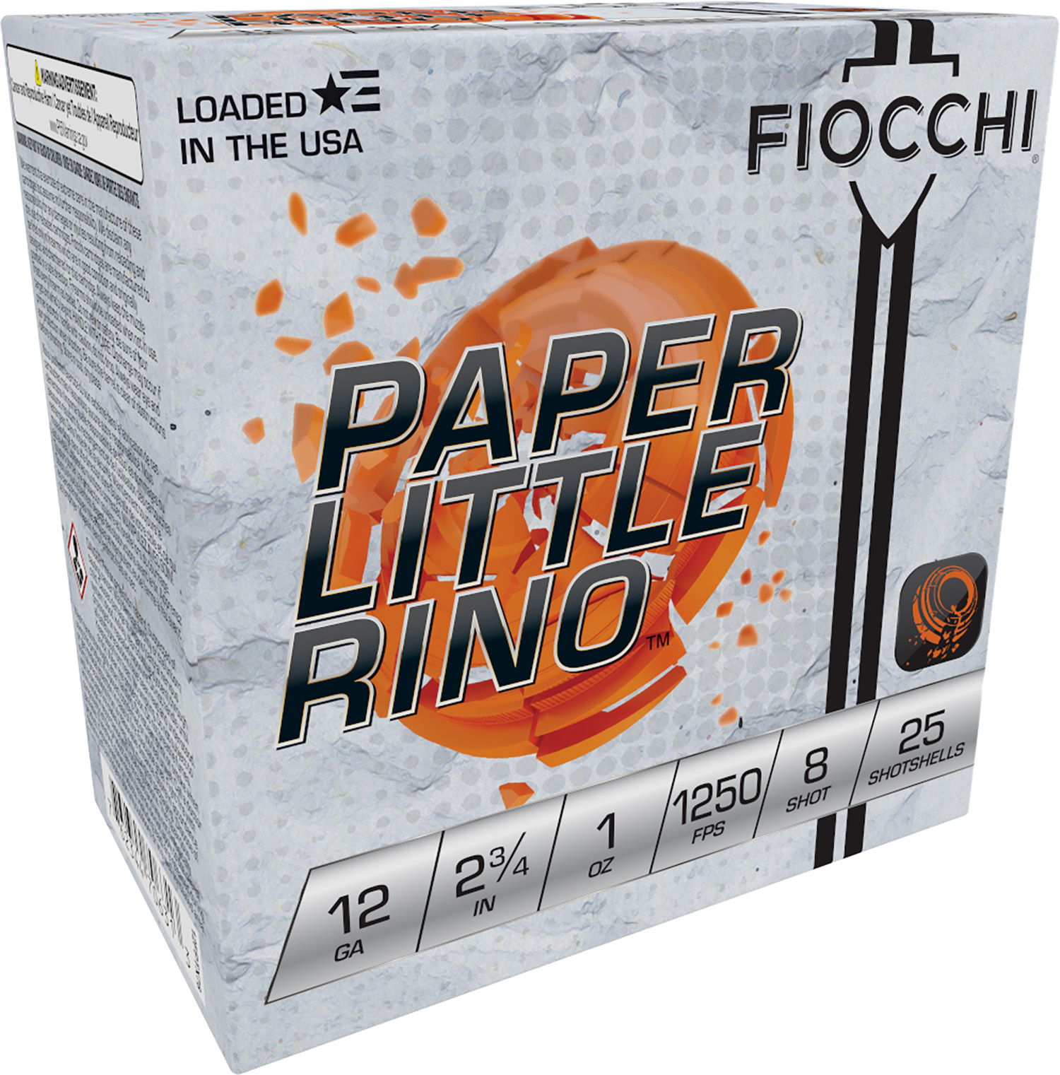 Fiocchi 12FPTX8 Paper Little Rino Extrema 12Gauge 2.75″ 1oz 8Shot 25 Per Box/10 Case