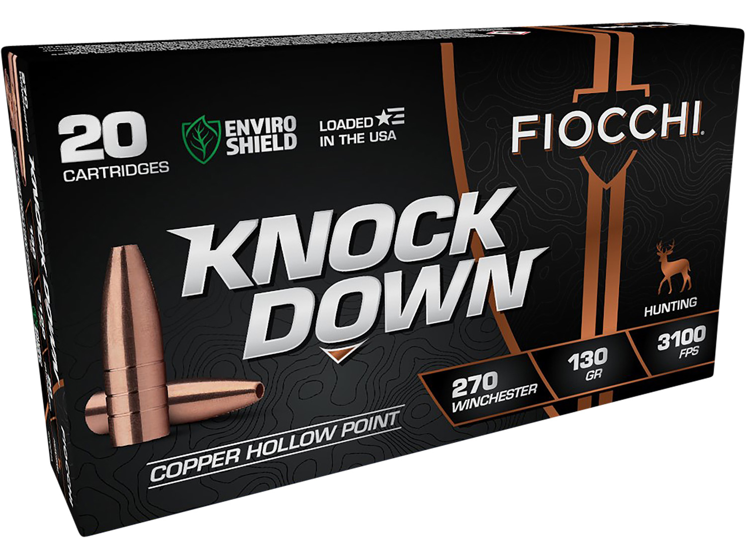 Fiocchi 270CHA Knock Down Enviro Shield 270Win 130gr Hollow Point 20 Per Box/10 Case