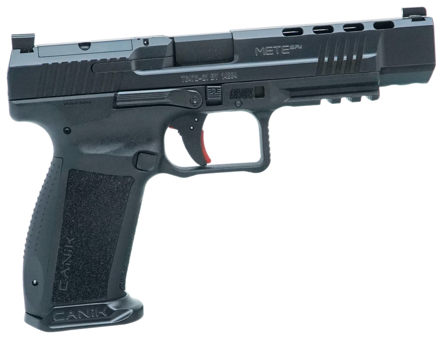 Canik HG6594N Mete SFx 9mm Luger 5.20″ 20+1,18+1 Overall Black Finish with Serrated Nitride Steel with Optic Cut Slide, Interchangeable Backstrap Grip & Picatinny Rail