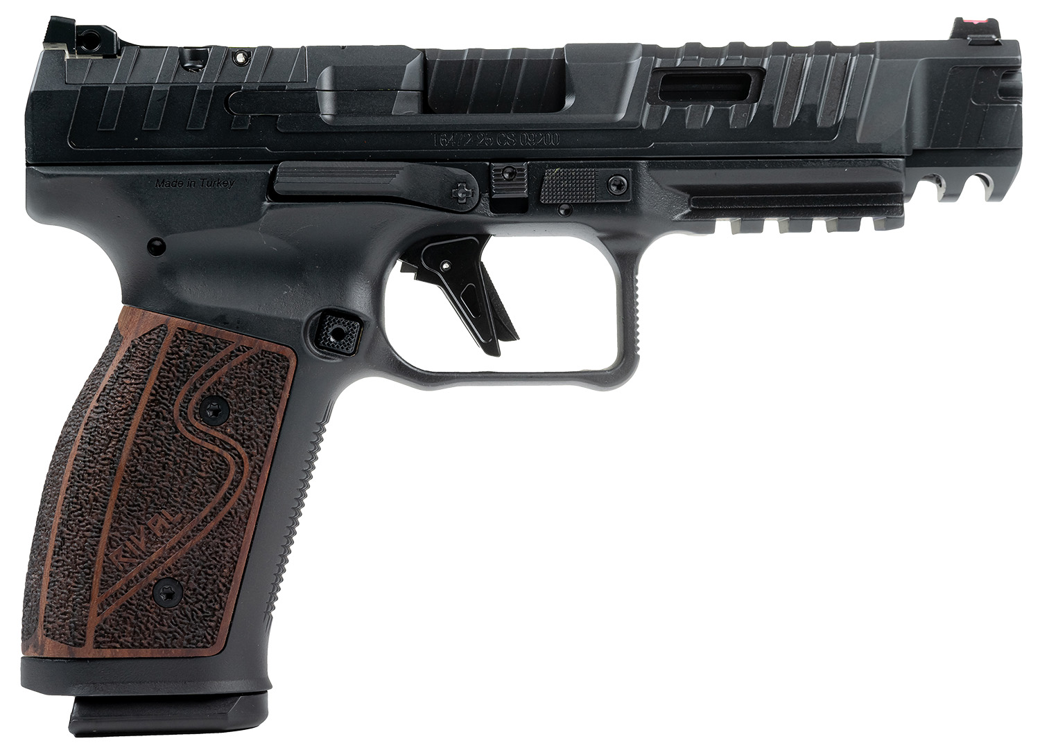 Canik HG7010R-N SFx Rival-S Full Size Frame 9mm Luger 18+1 5″ Black Steel Barrel, Black Steel Optic Ready/Ported/Serrated Slide, Black Steel Frame w/Picatinny Rail, Rosewood Grip