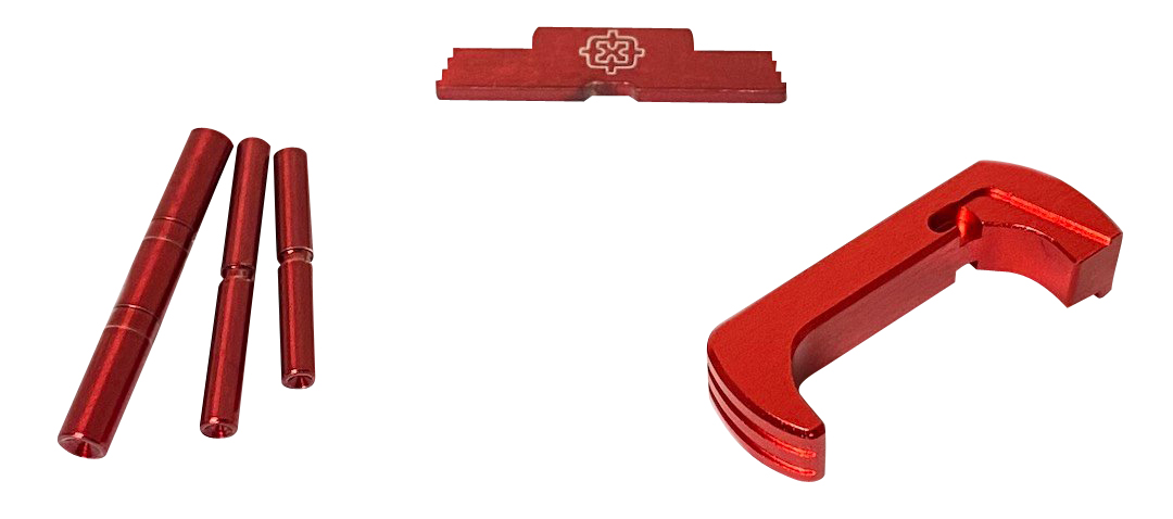 Cross Armory CRGOKRD 3 Piece Kit Extended Compatible w/Glock Gen1-3 Red Anodized Steel/Aluminum