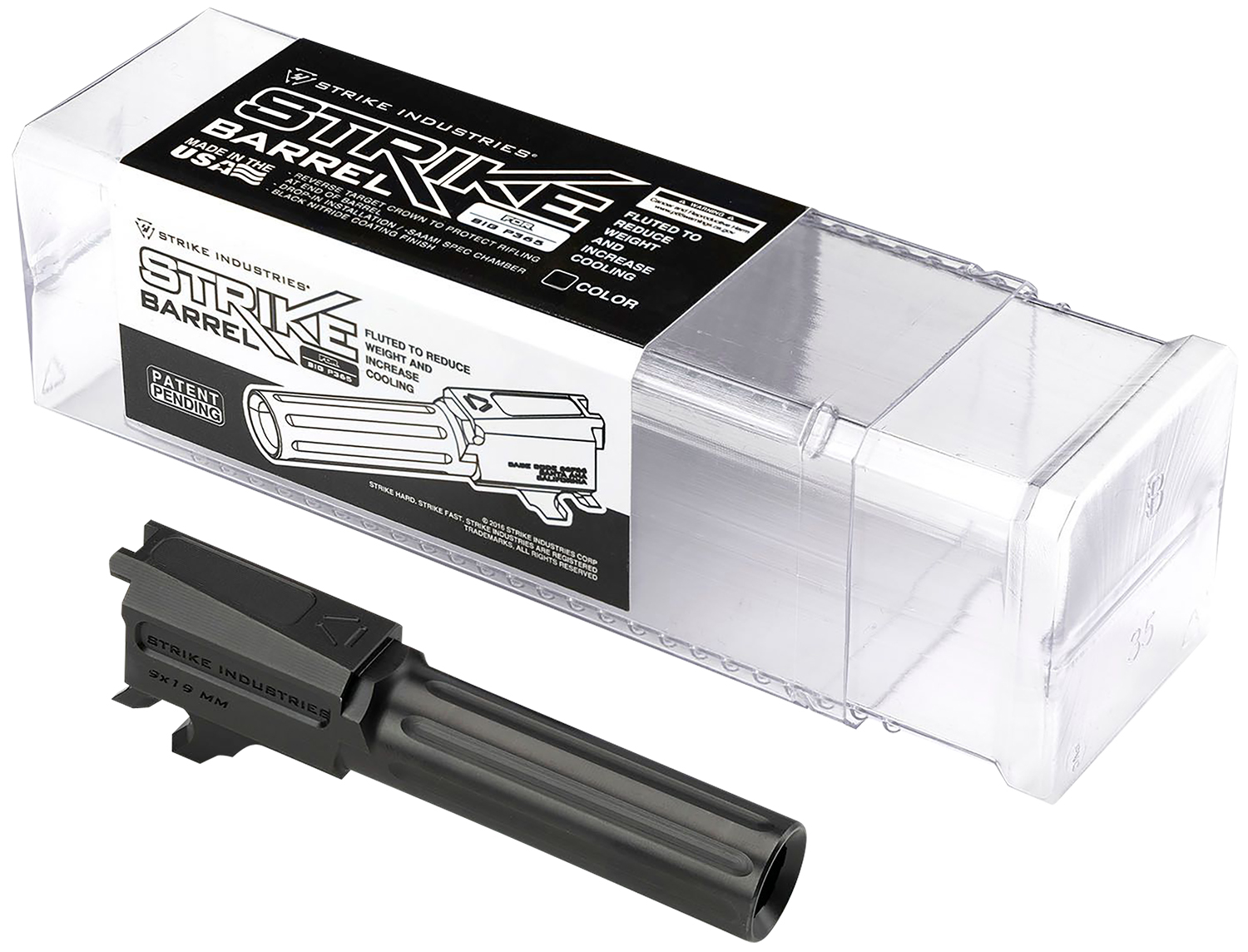 Strike Industries P365BARREL P365 9mm Luger 3.10″ Fluted Black Nitride Steel, Fits Sig P365