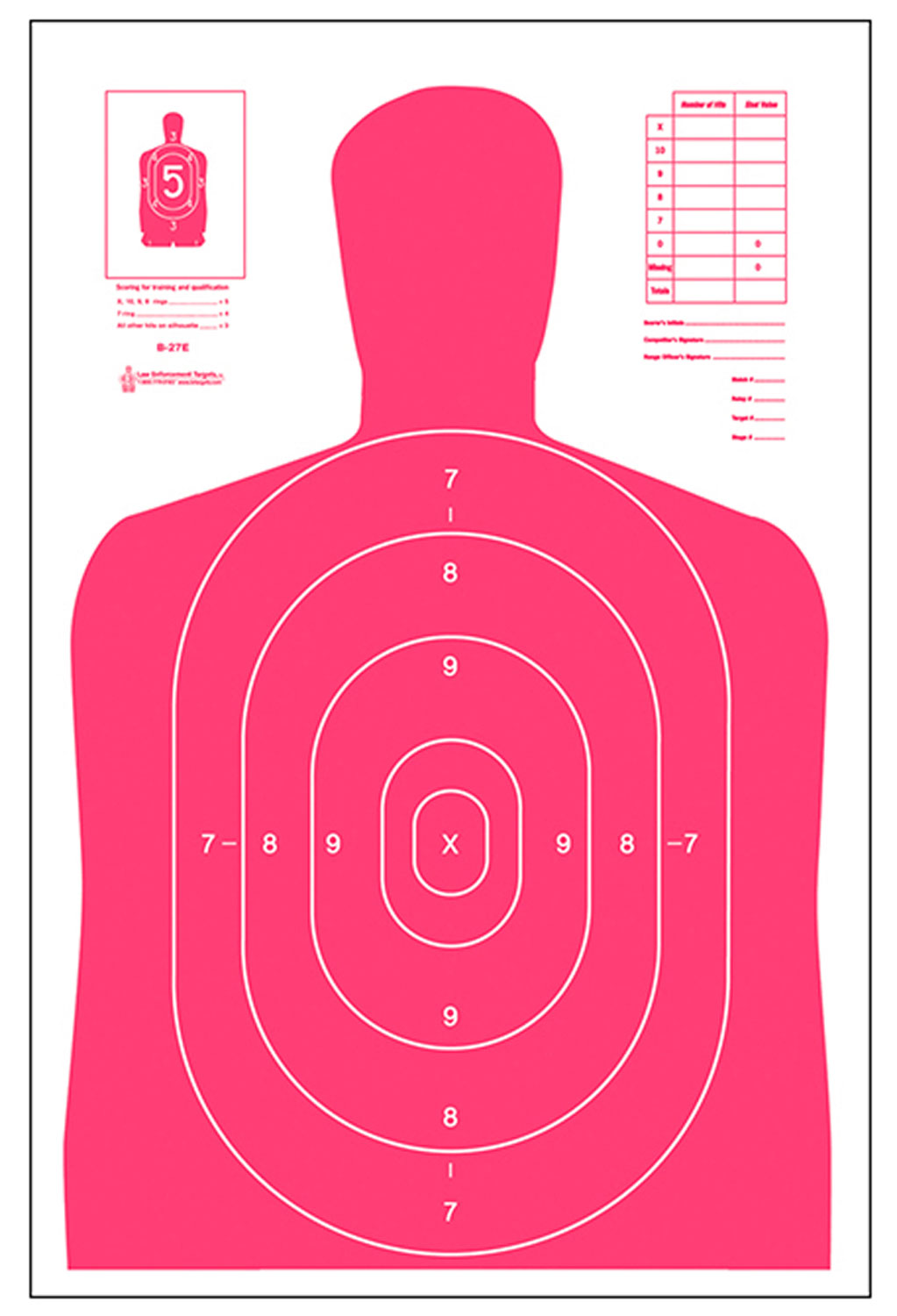 Action Target B27ERD100 Qualification High Visibility Fluorescent Silhouette Paper 23″ x 35″ Red/White 100 Per Box
