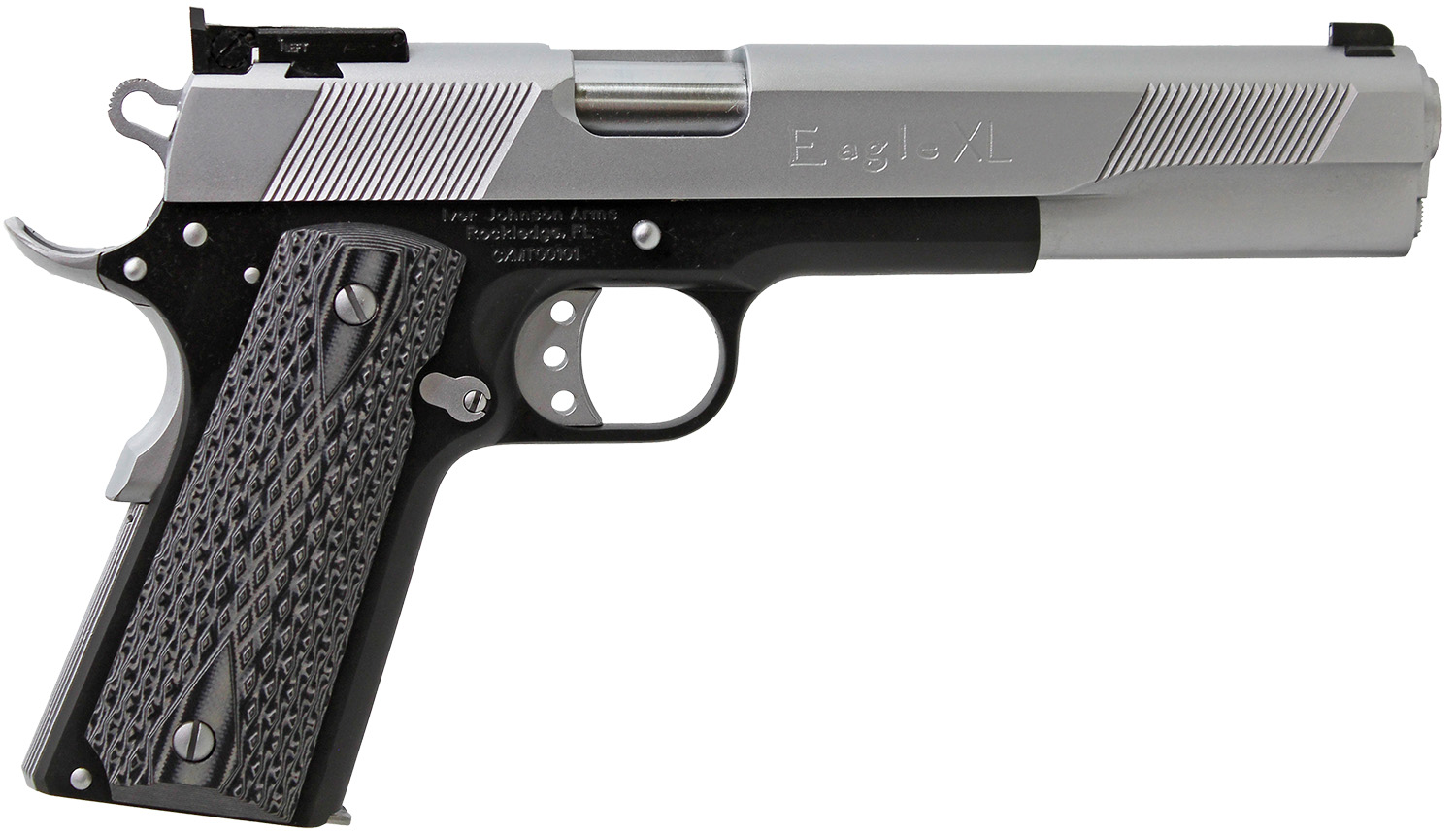 Iver Johnson Arms EAGLEXL10TT Eagle Deluxe 10mm Auto 8+1 6″ Steel Barrel, Hard Chrome Serrated Steel Slide, Matte Black Steel Frame w/Beavertail, Black/Gray G10 Grip