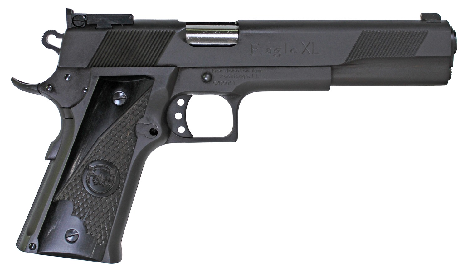 Iver Johnson Arms EAGLEXL10DS Eagle XL  Full Size Frame 10mm Auto 15+1 6″ Stainless Steel Barrel, Matte Black Steel Long/Serrated Slide, Black Steel Frame w/Beavertail, G10 Grip