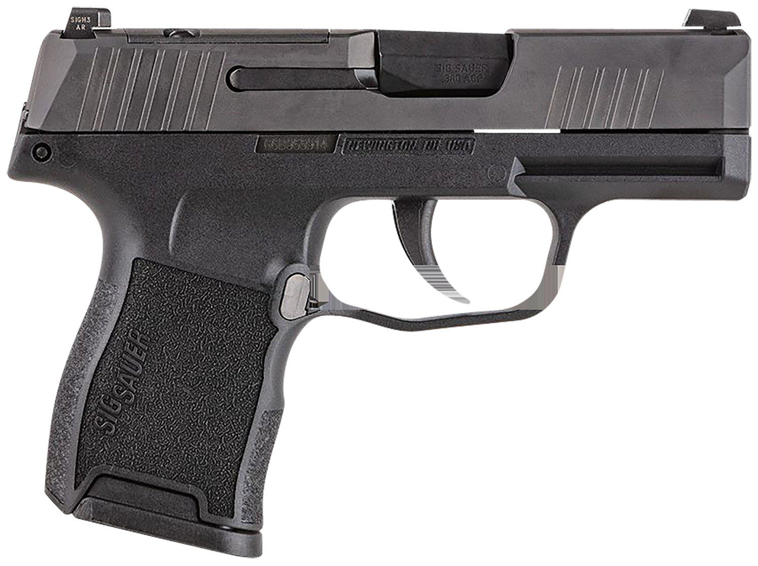 Sig Sauer 365380BSS P365 Micro-Compact 380 ACP 10+1 3.10″ Black Carbon Steel Barrel, Black Nitron Optic Ready/Serrated Slide & Frame w/Sig Rail, Black Polymer Grips, Right Hand