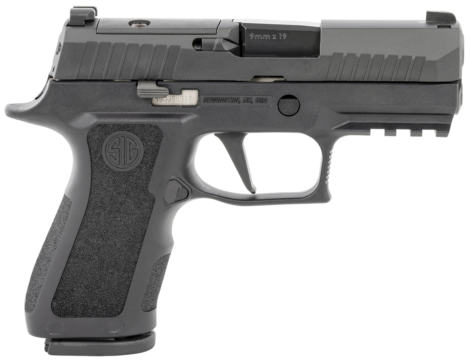 Sig Sauer 320XC9BXR3PR210 P320 XCompact 9mm Luger 10+1 3.60″ Carbon Steel Barrel, Black Nitron Optic Ready/Serrated SS Slide, Black Stainless Steel Frame w/Picatinny Rail, Black XCompact Polymer Grips
