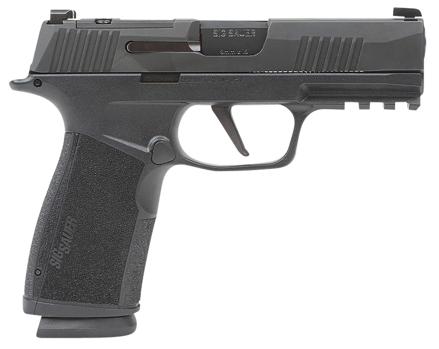 Sig Sauer 365XCA9BXR3 P365-XMACRO  Compact 9mm Luger 17+1 3.70″ Black Barrel, Black Nitron Optic Ready/Serrated Slide & Frame w/Picatinny Rail, Black Polymer w/Interchangeable Backstrap Grip