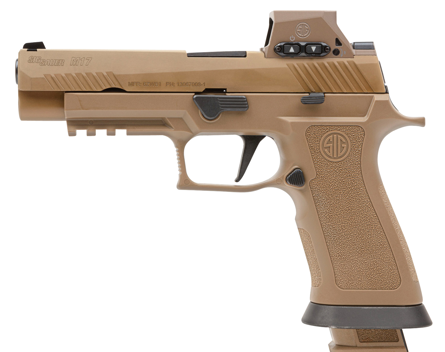 Sig Sauer M17X9RX M17X w/Optic Full Size Frame 9mm Luger 21+1 4.70″ Black Barrel, Coyote PVD Optic Ready/Serrated Stainless Steel Slide & Polymer Frame w/Beavertail & Picatinny Rail, Sig ROMEOM17