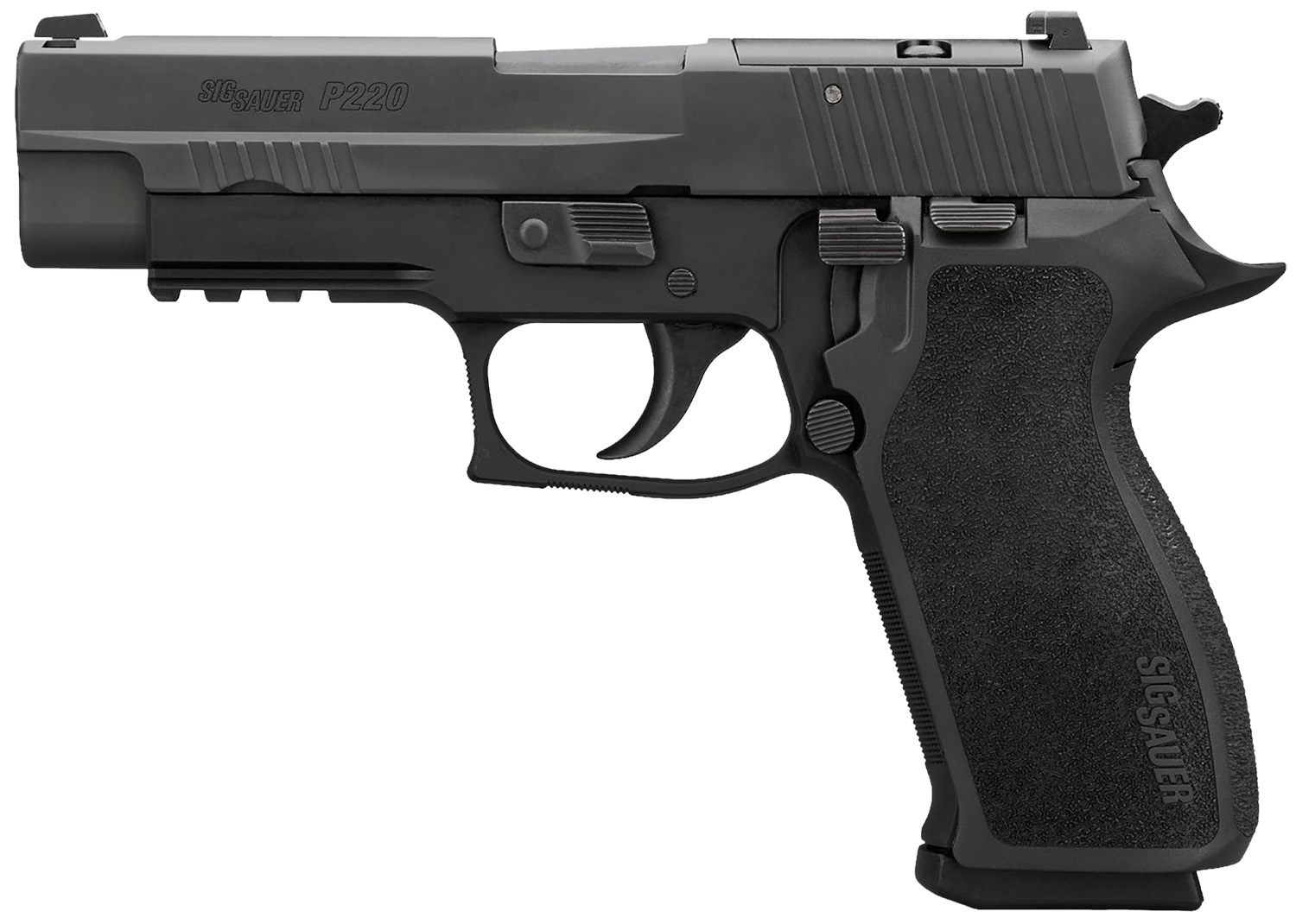 Sig Sauer 220R45BSER2 P220 Full Size Frame 45 ACP 4.40″ Nitron Stainless Steel Slide Black Anodized Black E2 Grip