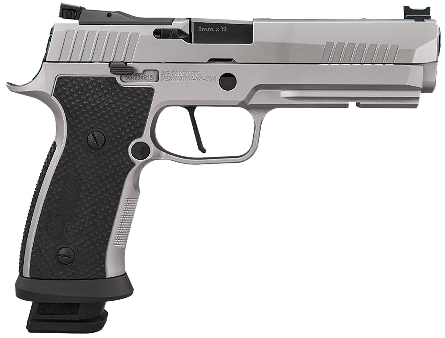 Sig Sauer 320SXG59STAS10 P320 Full Size Frame 9mm Luger 10+1 5″ Optic Ready Stainless Steel Slide Black LOK Grip