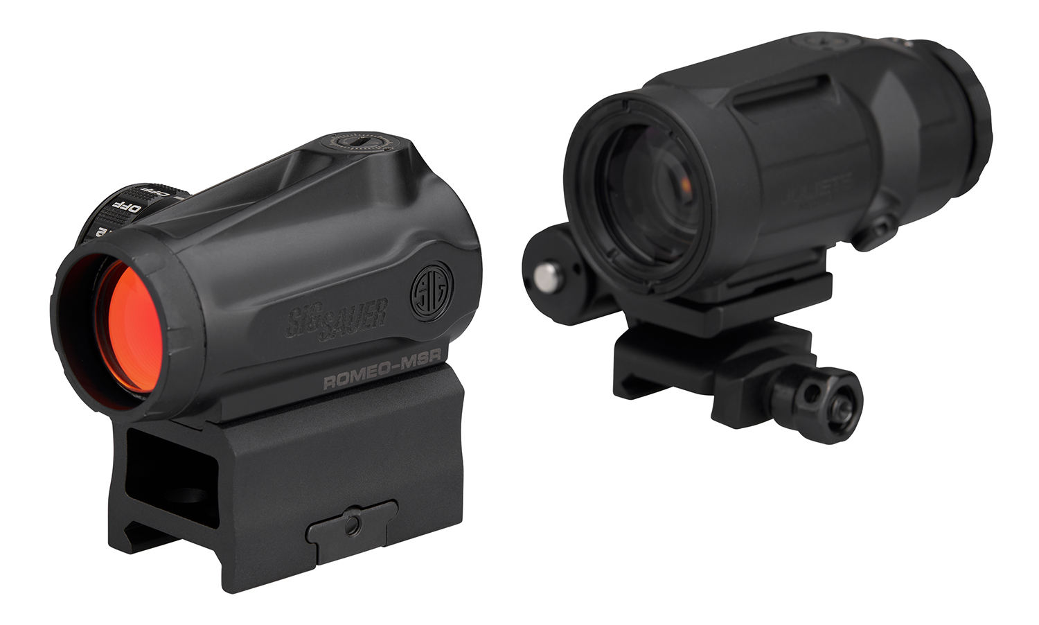 Sig Sauer Electro-Optics SORJMSR501 Romeo-MSR Gen II w/Juliet5 Micro Magnifier Black 1x20mm/5x42mm, 2 MOA Red Dot and Magnifier