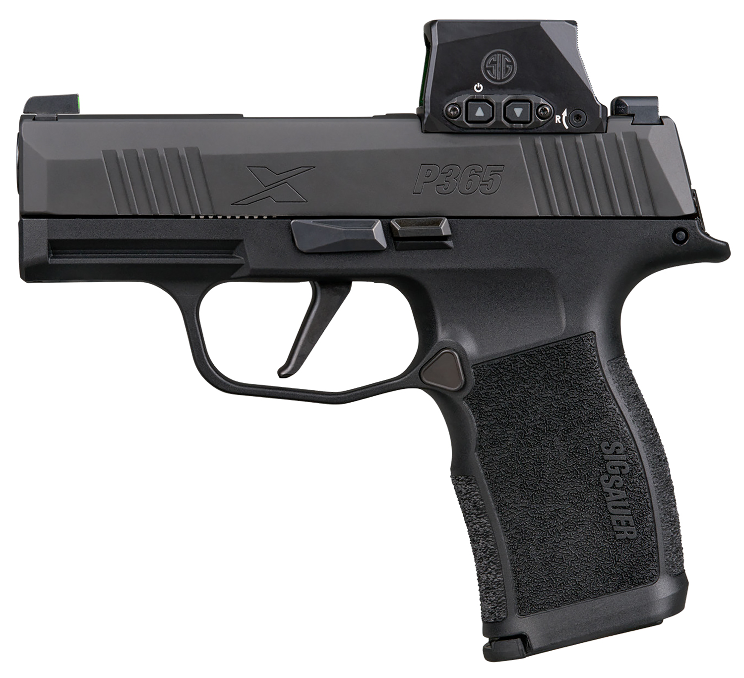Sig Sauer 365X9BXR3RXSL P365X w/Romeo-X Sig Loc 9mm Luger 12+1 3.10″ Black Barrel, Black Nitron Stainless Steel Serrated w/Optic Slide, Black Polymer Frame w/Accessory Rail, Sig ROMEO-X SIG-LOC
