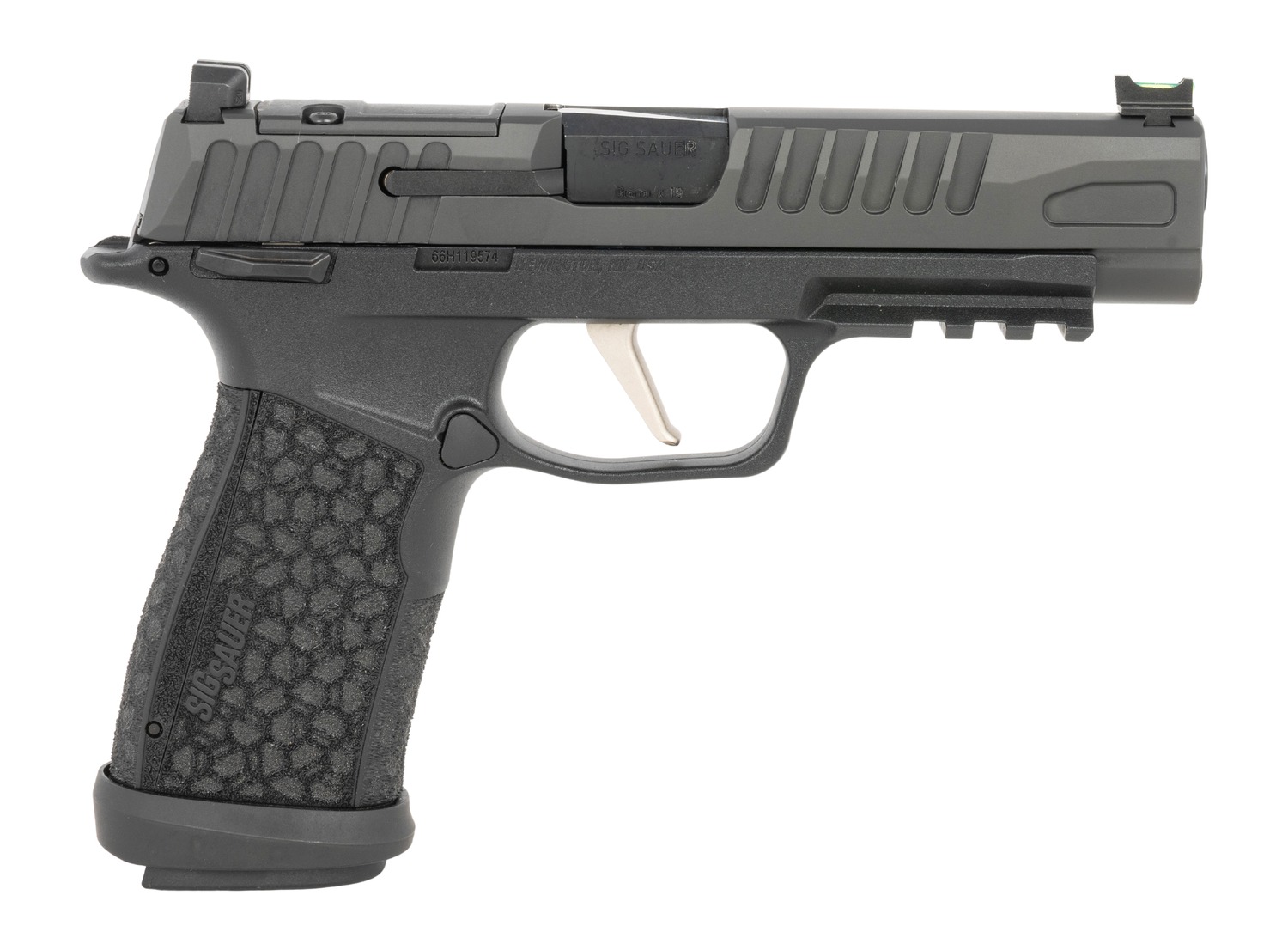 Sig Sauer 365XF9BFOMS P365 Fuse Compact 9mm Luger 17+1 4.30″ Black DLC Barrel, Black Nitron Stainless Steel Optic Ready/Serrated Slide, Black Stainless Steel Frame w/Picatinny Rail, Black LXG Grip