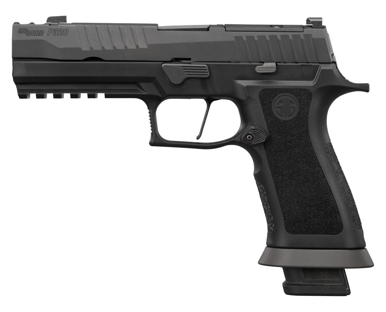 Sig Sauer 320XF9MOD P320 M.O.D. Full Size 9mm Luger 21+1 3.90″ Black Barrel, Matte Black DLC Stainless Steel Optic Ready/Ported/Serrated Slide, Black Stainless Steel Frame w/Picatinny Rail, M.O.D. X F