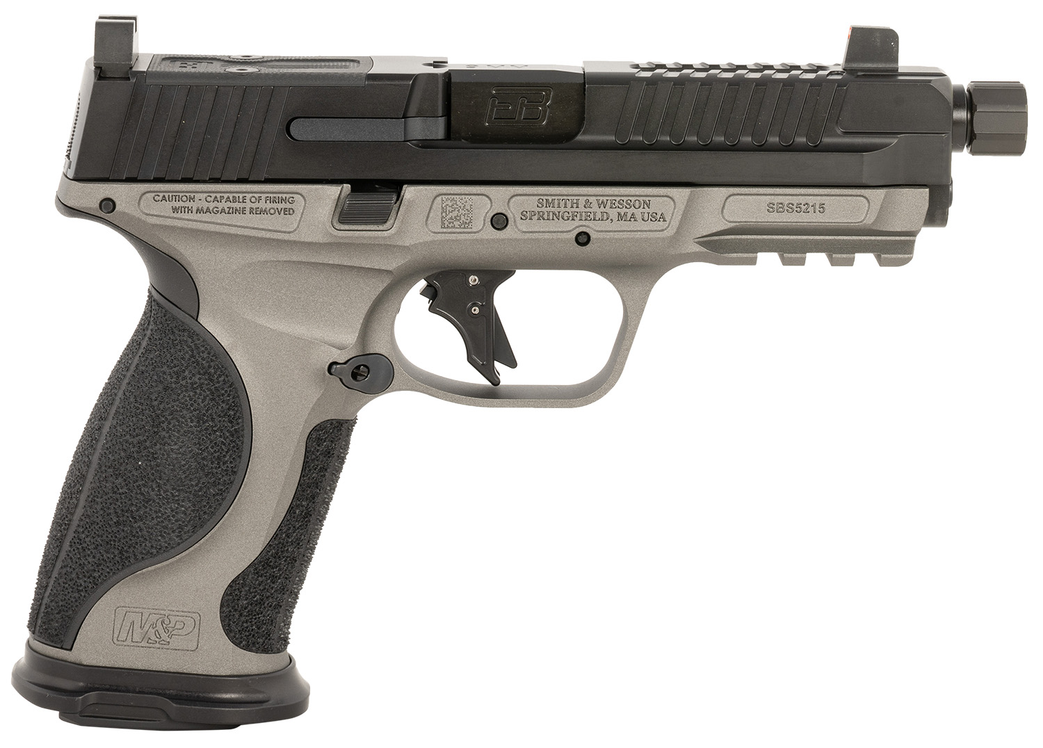 Ed Brown MPFTACT Fueled M&P Tactical 9mm Luger 19+1 4.75″ Black Nitride Match Grade Threaded Barrel, Black Nitride Optic Cut/Serrated Stainless Steel Slide