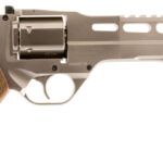 Chiappa Firearms 340224 Rhino 60DS Small Frame 357 Mag 6 Shot, 6″ Nickel-Plated Steel Vent Rib Barrel & Cylinder, Nickel-Plated Aluminum Frame, Walnut Grip, Concealed Hammer