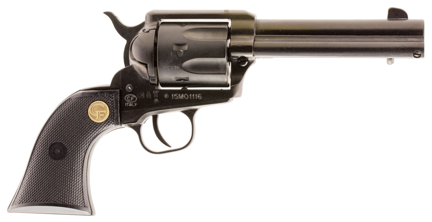 Chiappa Firearms 340250 SAA 1873 Medium Frame 22 LR 6 Shot, 4.75″ Blued Steel Barrel, Cylinder & Frame, Black Plastic Grip, Exposed Hammer