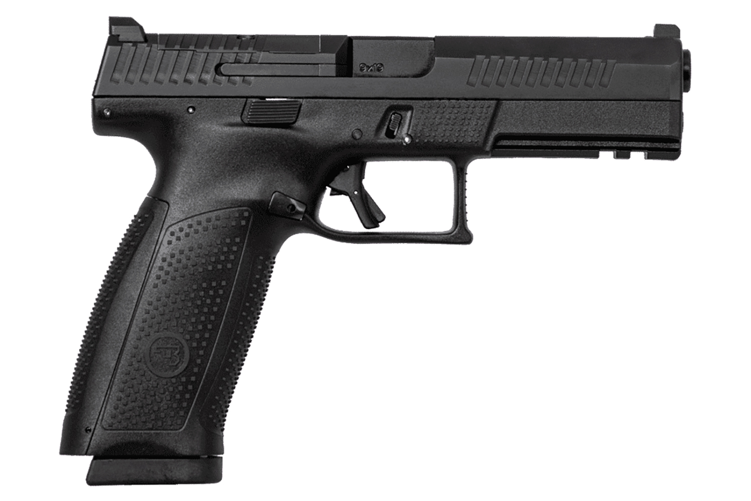 CZ-USA 01550 P-10 F 9mm Luger 10+1 5.10″ Black Steel Barrel, Black Nitride Optic Ready/Serrated Steel Slide, Black Polymer Frame w/Picatinny Rail, Interchangeable Backstraps Grip, Ambidextrous