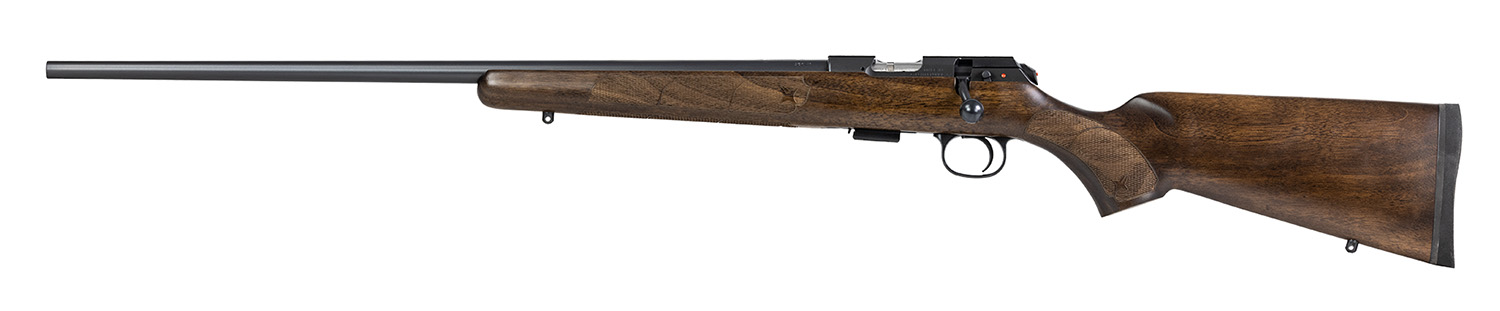 CZ-USA 02390 CZ 457 American Full Size 22 LR 5+1 24″ Black Nitride Black Nitride Steel Receiver Turkish Walnut Fixed American Style Stock Left Hand