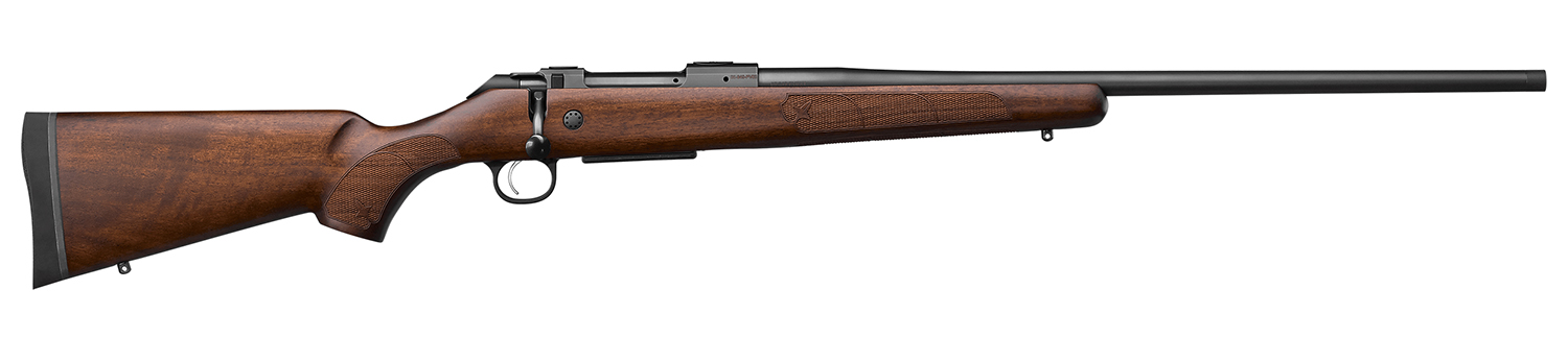 CZ-USA 07718 600+ American 243 Win 5+1 20″ Black Nitride Threaded Barrel, Black Nitride Steel Drilled & Tapped Receiver, Turkish Walnut Fixed Stock