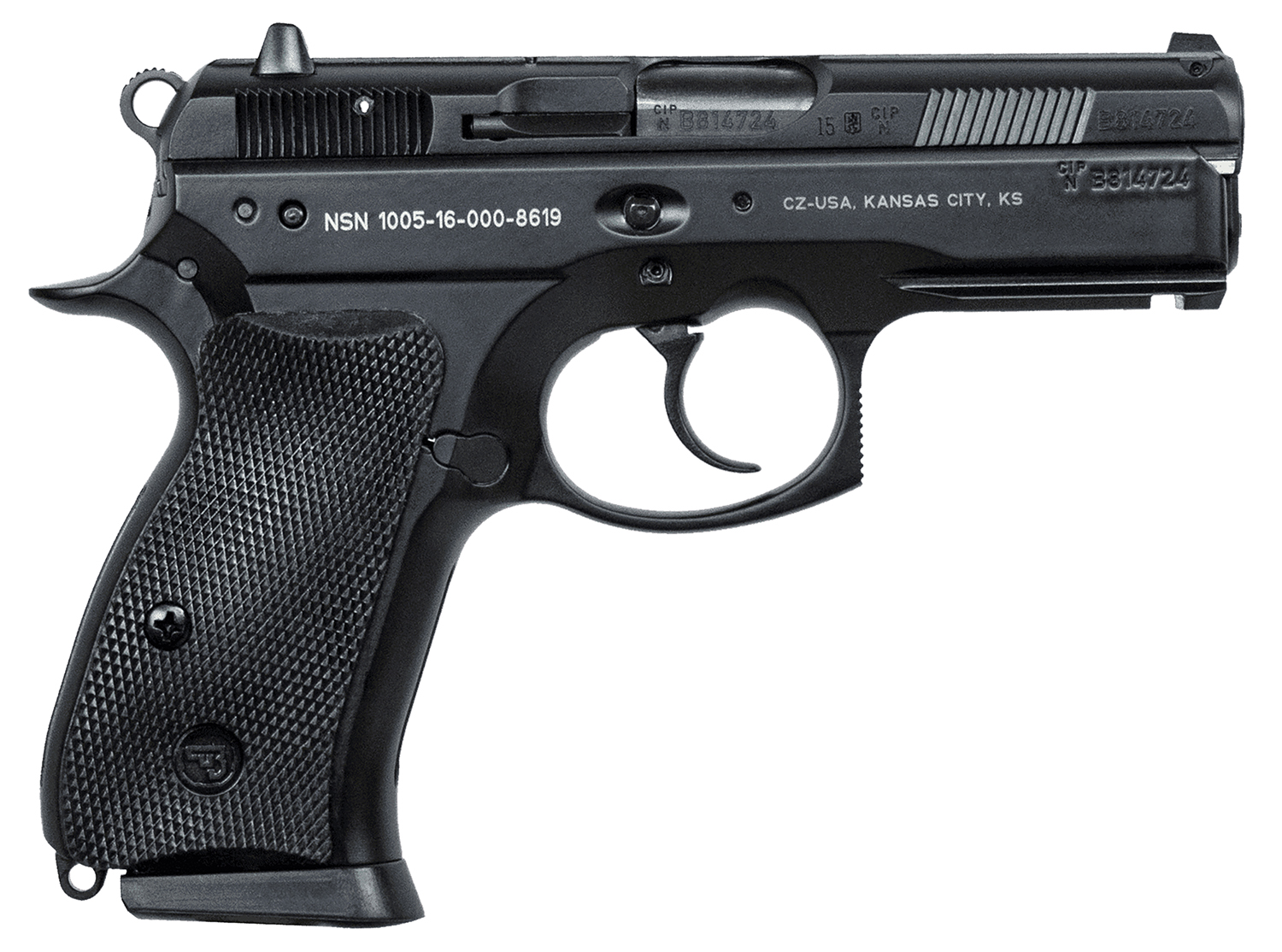 CZ-USA 91199 P-01 Compact Frame 9mm Luger 15+1 3.75″ Black Steel Barrel, Black Steel Serrated Slide, Black Polycoat Aluminum Frame w/Beavertail, Black Rubber Grip, Right Hand