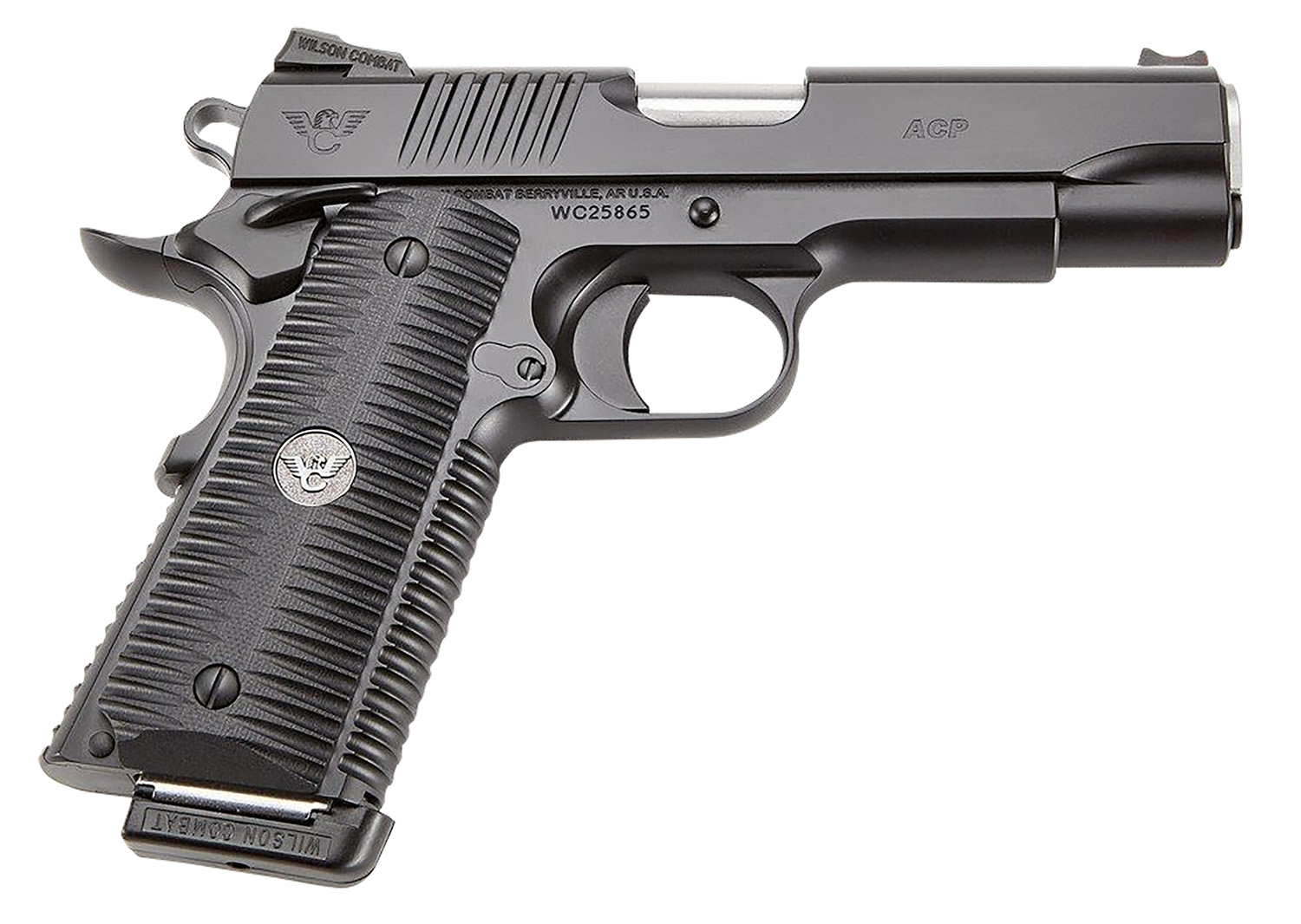 Wilson Combat ACPFS9A ACP Full-Size SAO 9mm Luger 5″ 10+1 Black Armor-Tuff Carbon Steel Frame/Slide Black G10 Eagle Claw Grips Ambi Thumb Safety