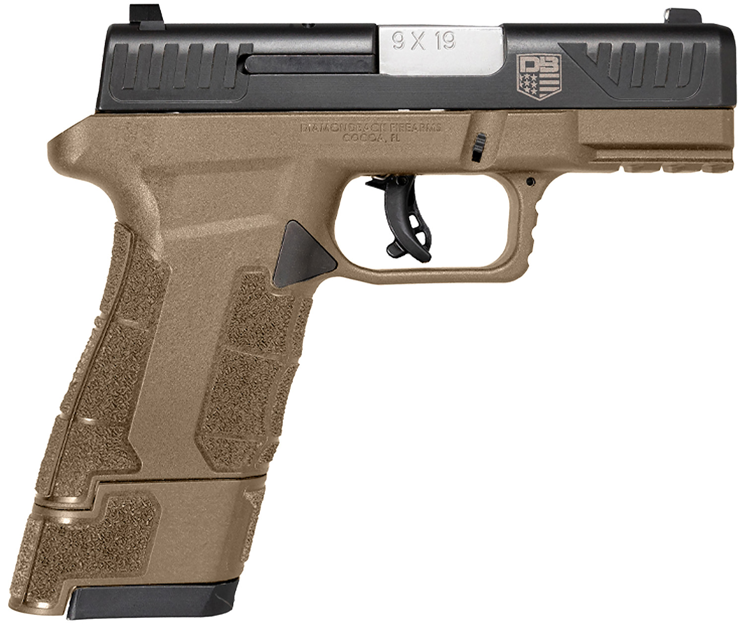 Diamondback DB0300P061 AM2 Sub-Compact Frame 9mm Luger 17+1, 3.50″ Stainless Steel Barrel, Black Nitride Serrated Stainless Steel Slide, Flat Dark Earth Polymer Frame w/Picatinny Rail & Polymer Grip