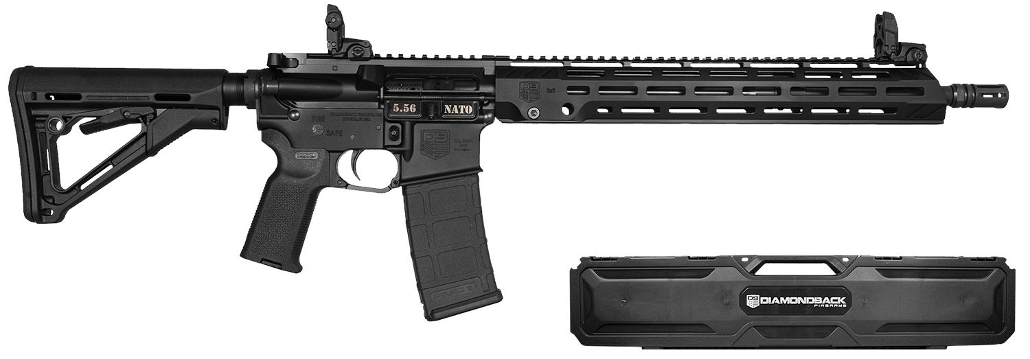 Diamondback DB1889K001 DB15 Knight’s Armament 5.56 NATO 30+1 16″ Phosphate Chrome Lined Threaded Barrel, Black Anodized Picatinny Rail Aluminum Receiver, Magpul CTR Synthetic Stock, Magpul MOE K2 Grip