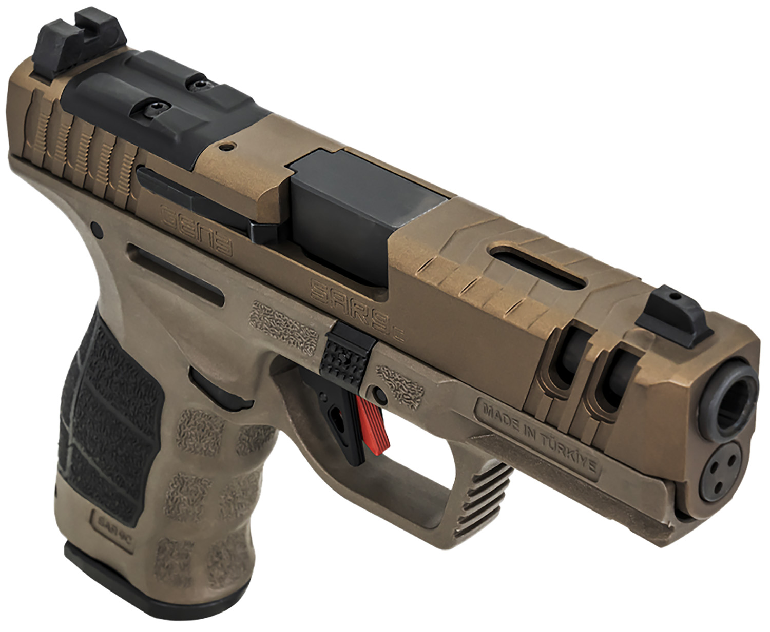 SAR USA SAR9CG3BR SAR9 C Gen3 Compact Frame 9mm Luger 15+1 4″ Black Steel Barrel, Bronze Steel Optic Ready/Ported/Serrated Slide, Bronze Polymer Frame w/Picatinny Rail, Interchangeable Backstrap Grip