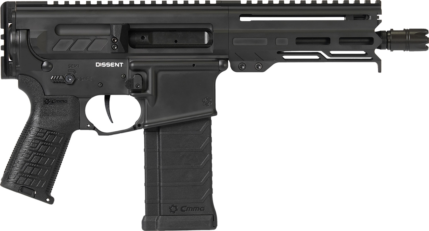 CMMG 54AA847AB Dissent 5.7x28mm 32+1 6.50″, Black Cerakote Rec, OEM Grip, Picatinny Buffer Adapter, Zeroed Drop-In Single Stage Trigger