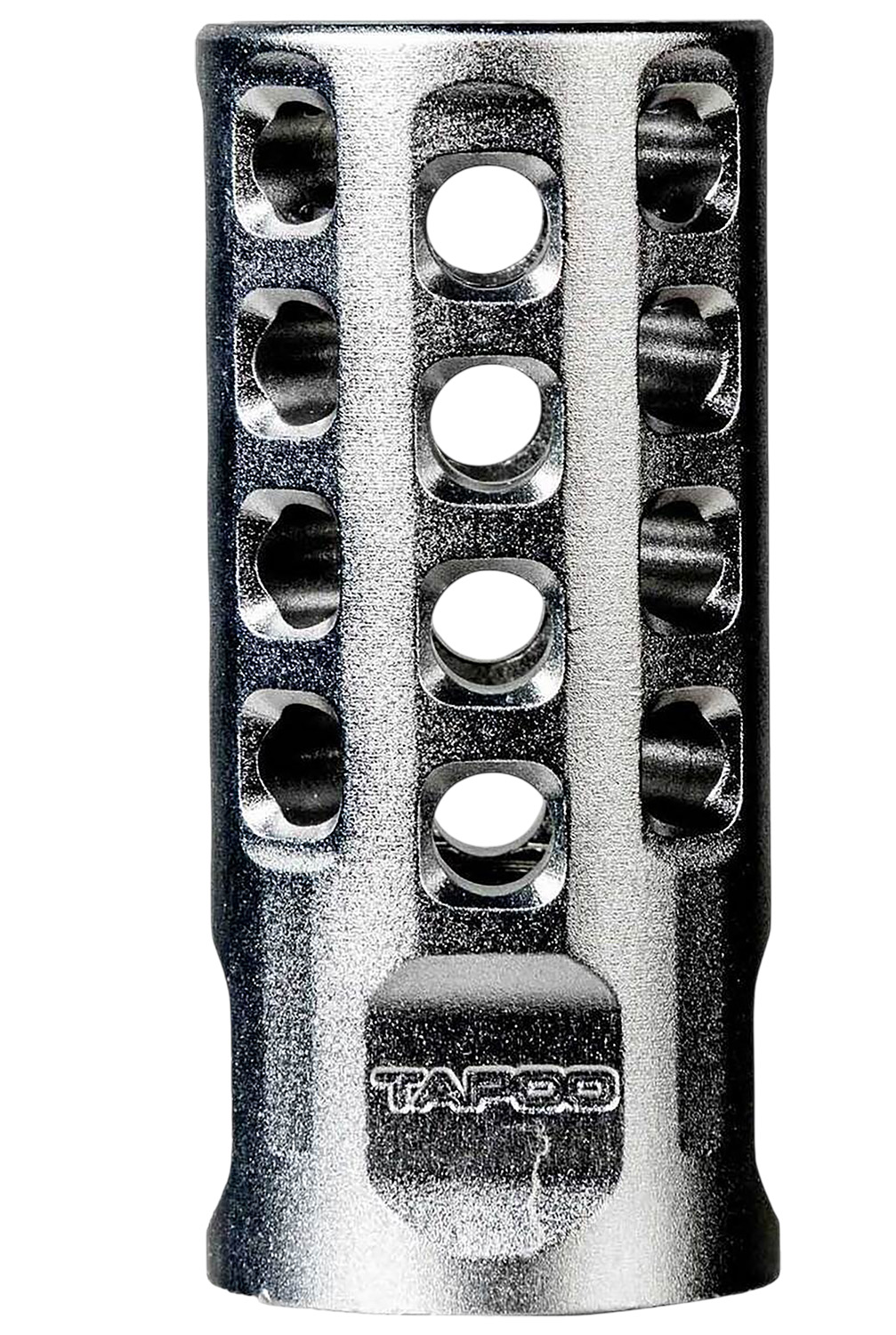 Tapco TAP22010 Muzzle Brake Silver Anodized Aluminum 1/2″x28 Threads 2″ OAL .920″ Diameter 22LR