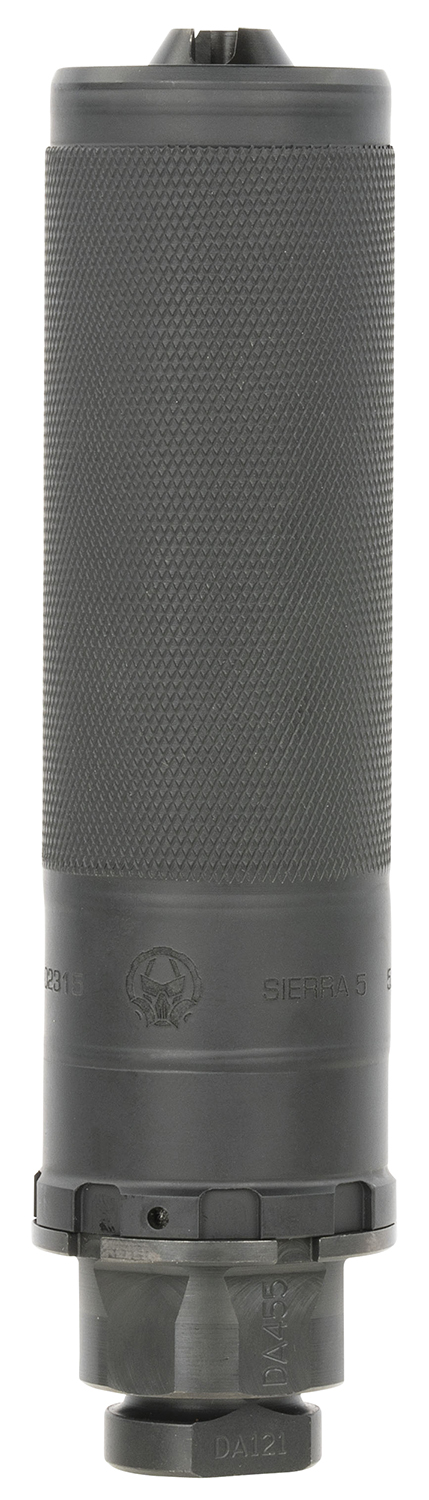 Dead Air SIERR5XM Sierra-5  5.56mm 1.50″D 1/2″-28 tpi Thread Pattern Made of Stellite Baffles & Stainless Steel Tube with Black Cerakote Finish Includes Xeno Flash Hider & Mount