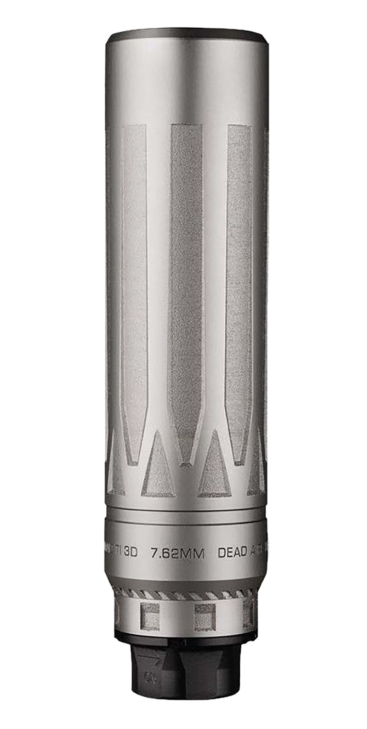 Dead Air NOMADTIXCDTSIL Nomad TI XC Silver 7.62mm Silencer w/ Direct Thread 5/8-24 Hub Mount