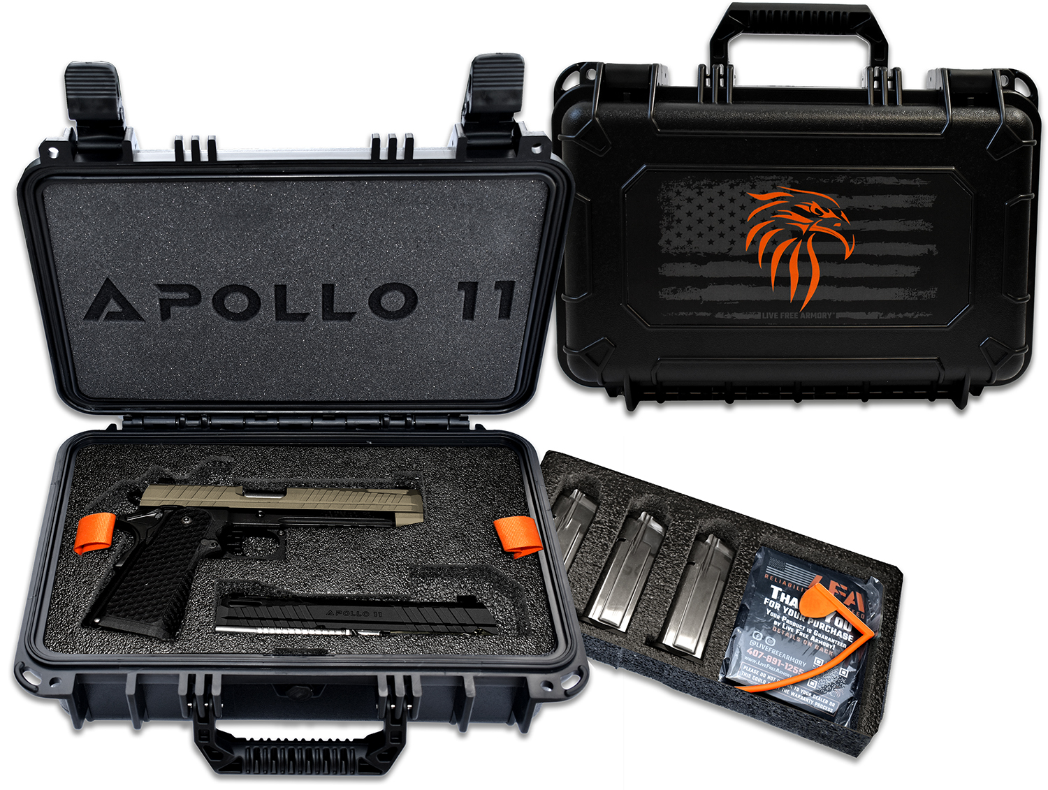 Live Free Armory LFAPF712086 Apollo 11 9mm 17+1 4.15″ 416 Stainless Steel Slide Elite Flat Dark Earth Cerakote Black Polymer Grip
