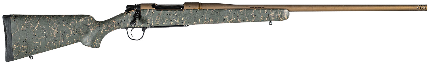Christensen Arms 8010200600 Mesa Long Range 6.5 Creedmoor 4+1 26″ Threaded Barrel, Burnt Bronze Cerakote, Green with Black/Tan Webbing Stock