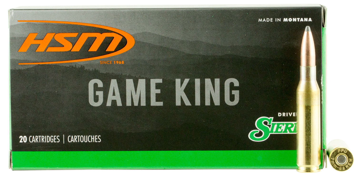 HSM 7MM088N Game King 7mm-08 Rem 150 gr Sierra GameKing Spitzer Boat Tail 20 Per Box/ 25 Case