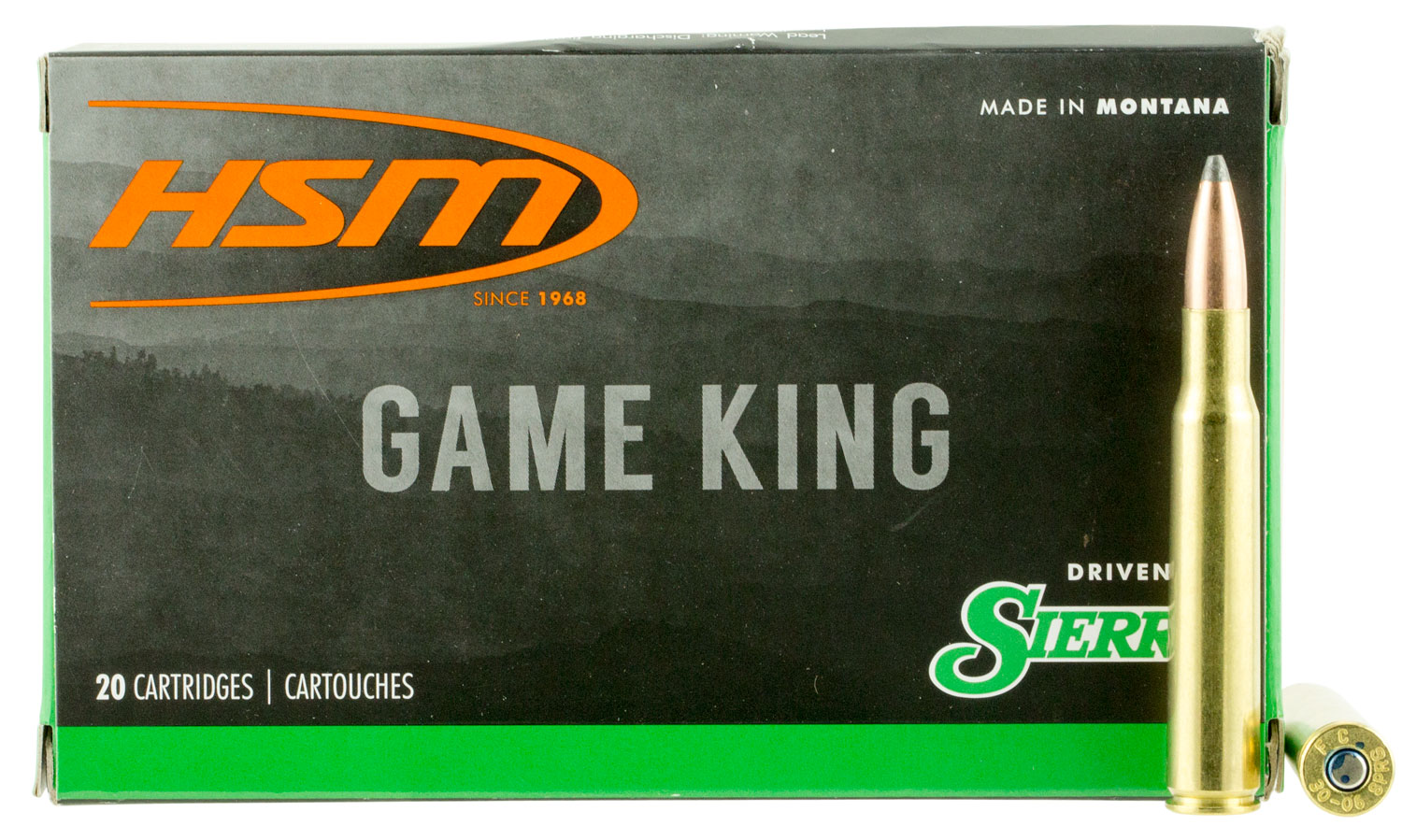 HSM 300641N Game King 30-06 Springfield 180 gr Sierra GameKing Spitzer Boat Tail 20 Per Box/ 20 Case